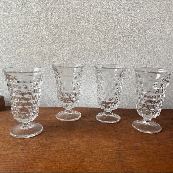 Vintage Fostoria American Footed drink glass set of 4 water wine juice cube - Picture 8 of 11